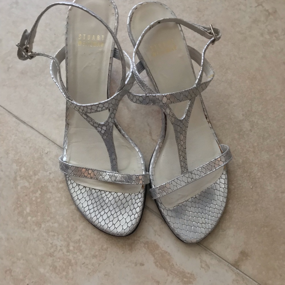 Stuart Weitzman Midtanga Silver Bali Snake sandals